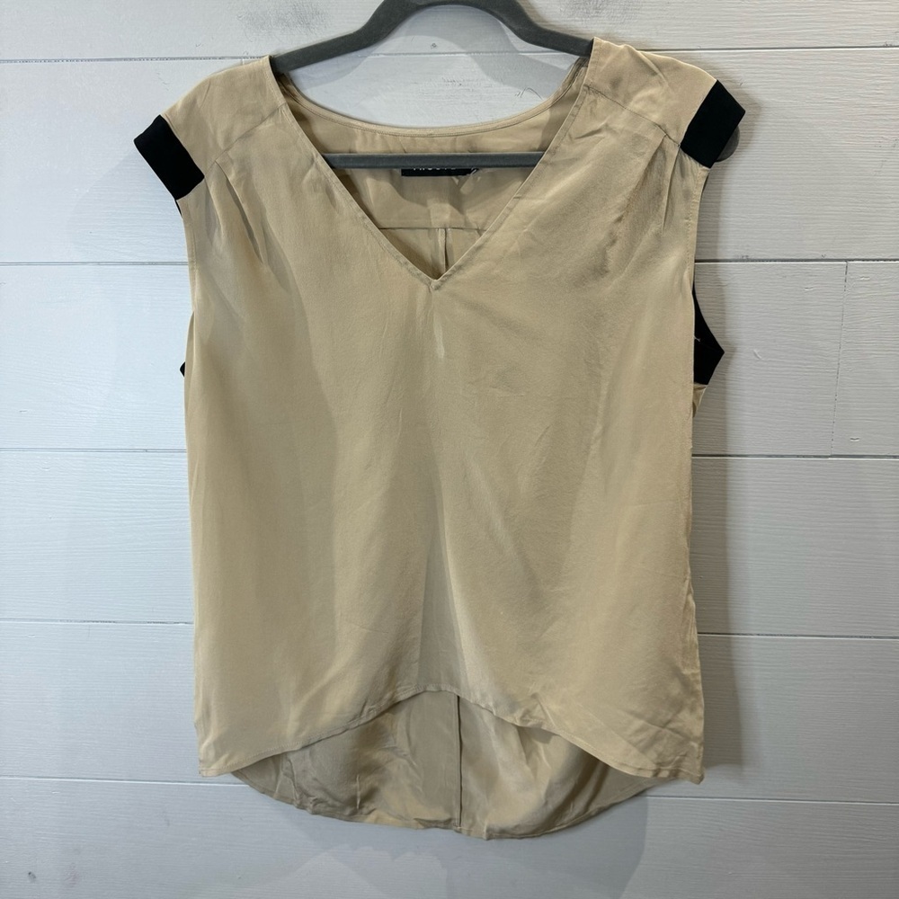 Trouve | Women's Silk Tan Sleeveless Blouse Tank Size Small